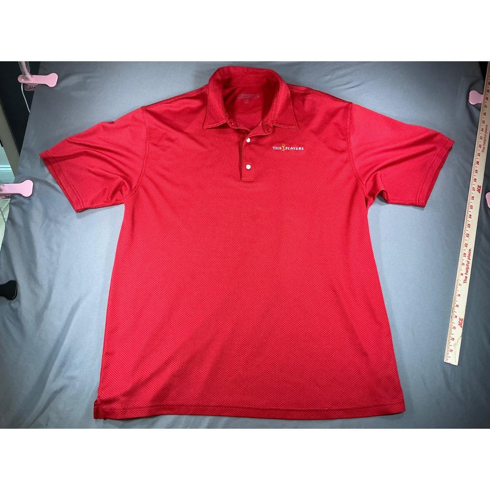 The Players Championship Mens Red Microfiber Golf Polo Shirt XL Short Sleeve